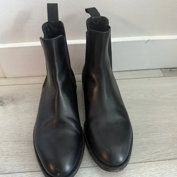 Scarosso Chelsea Italian Leather Boot Black Crocodile Print TOP Condition US 6.5